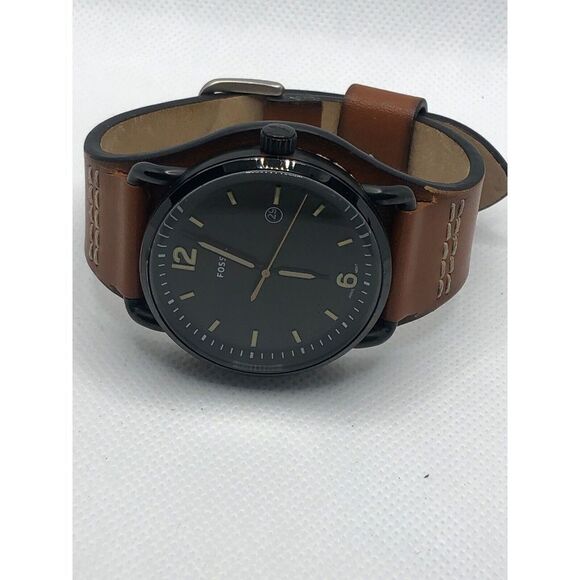 Fossil FS5524 Unisex Brown Leather Analog Black Dial Quartz Genuine Watch HO338 - Picture 5 of 9